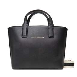 Tommy Hilfiger Handtasche Tommy Hilfiger Th Logotape Mini Tote AW0AW17448 Schwarz