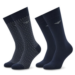 Emporio Armani Комплект 2 чифта дълги чорапи мъжки Emporio Armani 302302 2F274 00135 Marine