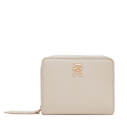 Tommy Hilfiger Mały Portfel Damski Tommy Hilfiger Th Logotape Med Za AW0AW17408 Écru