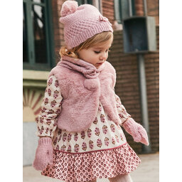 Mayoral Set: gorro, bufanda de tubo y guantes Mayoral 10769 Rosa