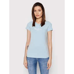 Pepe Jeans Pepe Jeans Marškinėliai New Virgina PL505202 Mėlyna Slim Fit