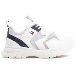 

Снікерcи Tommy Hilfiger Low Cute Lace-Up Sneaker T3A4-31034-0991 M White/Silver/Blu Y955, Білий