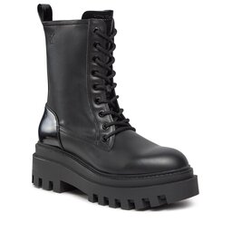 Calvin Klein Jeans Schnürstiefeletten Calvin Klein Jeans Chunky Boot Laceup Lth Mg Sat YW0YW01285 Triple Black 0GT