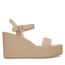 Calvin Klein Sandalen Calvin Klein Wedge 70 Sndl Webbing Lth HW0HW02882 Beige