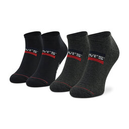 Levi's® Unisex trumpų kojinių komplektas (2 poros) Levi's® 701219507 Mid Grey/Black