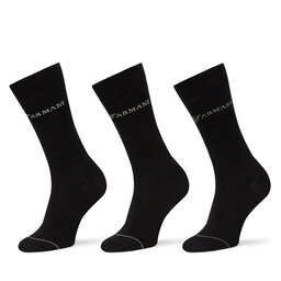 Emporio Armani Sada 3 párů pánských vysokých ponožek Emporio Armani EM000554 AF12276 MC061 Černá
