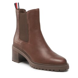 Tommy Hilfiger Bottines Tommy Hilfiger Outdoor Chelsea Mid Heel Boot FW0FW06737 Truffle Brown GT7