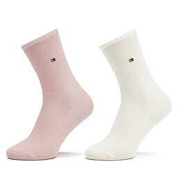 Tommy Hilfiger Σετ 2 ζευγάρια ψηλές κάλτσες γυναικείες Tommy Hilfiger 371221 Pink Combo 097