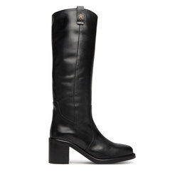 Tommy Hilfiger Stivali Tommy Hilfiger Riding Lthr Long Boot Block Heel FW0FW08777 Nero