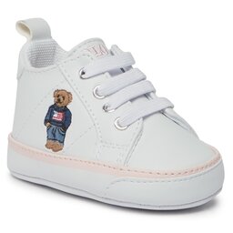 Polo Ralph Lauren Sneakersy Polo Ralph Lauren RL100689 WHITE SMOOTH/LIGHT PINK W/ AMERICAN FLAG BEAR