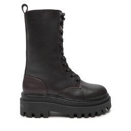 Calvin Klein Jeans Kotníková obuv s elastickým prvkem Calvin Klein Jeans Flatform Lace Up Boot Mg Lth YW0YW01544 Hnědá