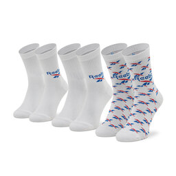 Reebok Σετ 3 ζευγάρια ψηλές κάλτσες unisex Reebok Classics Fold-Over GG6684 White/Vector Blue/Vector Red