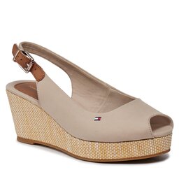 Tommy Hilfiger Espadrilky Tommy Hilfiger Iconic Elba Sling Back Wedge FW0FW04788 Stone AEP