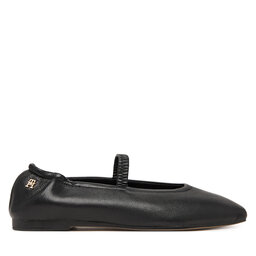 Tommy Hilfiger Ballerinas Tommy Hilfiger Soft Leather Ellastic Ballerina FW0FW09245 Schwarz