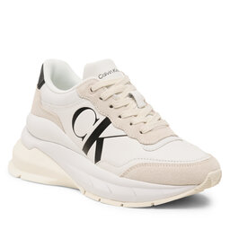 Calvin Klein Jeans Сникърси Calvin Klein Jeans Wedge Runner Mix Lth Wn YW0YW01099 Bright White/Creamy White/Silver