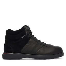 Tommy Hilfiger Schnürschuhe Tommy Hilfiger Corporate Outdoor Warm Lth Boot FM0FM05991 Schwarz