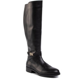 Tommy Hilfiger Klassische Stiefel Tommy Hilfiger Th Hardware Leather Longboot FW0FW04283 Black 990