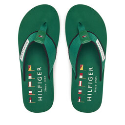 Tommy Hilfiger Čības uz pirksta Tommy Hilfiger Patch Hilfiger Beach Sandal FM0FM05435 Zaļš