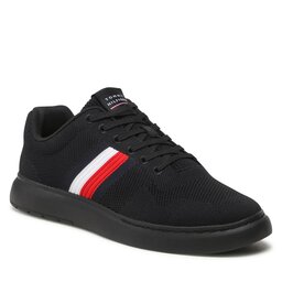 Tommy Hilfiger Snīkeri Tommy Hilfiger Lightweight Cupsole Knit Stripes FM0FM04587 Black BDS