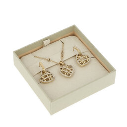 Guess Komplet ogrlica in uhani Guess Heart Cage JUBS03 192JW YG