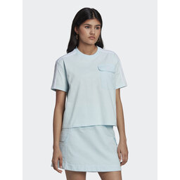 adidas adidas Marškinėliai Adicolor Classics Poplin Back Loose Tee HL9302 Žydra Loose Fit