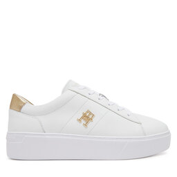 Tommy Hilfiger Laisvalaikio batai Tommy Hilfiger Platform Court Sneaker Metallics FW0FW08648 Balta