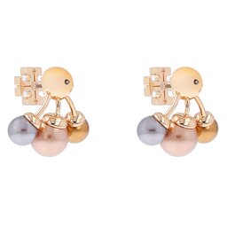 Tory Burch Naušnice Tory Burch Kira Pearl Front-Back Earring 153672 Tory Gold / Bronze / Pink