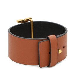

Браслет Tory Burch Eleanor Leather Bracelet 143767 Antique Brass/Classic Cuoio 960, Коричневий