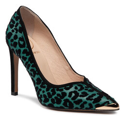 Baldowski Stilettos Baldowski D03630-1451-003 Zamsz Czarny/Nairobi Zielony