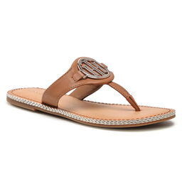 Tommy Hilfiger Infradito Tommy Hilfiger Essential Leather Flat Sandal FW0FW05620 Summer Cognac GU9