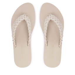 Tommy Hilfiger Джапанки Tommy Hilfiger Th Wedge Cornrow Beach Sandal FW0FW09037 Екрю
