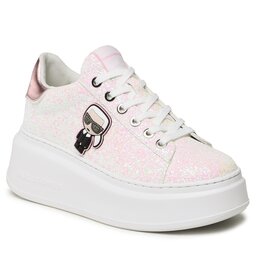 KARL LAGERFELD Sneakersy KARL LAGERFELD KL63530F White Textured Lthr W/Pink
