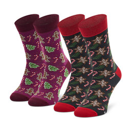 Rainbow Socks Σετ 2 ζευγάρια ψηλές κάλτσες unisex Rainbow Socks Xmas Socks Balls Adult Gifts Pak 2 Έγχρωμο