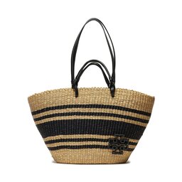 

Сумка Tory Burch Ella Striped Straw Basket Tote 135737 Natural/Black 270, Бежевий