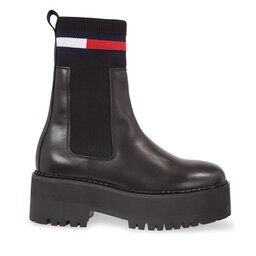 Tommy Jeans Sztyblety Tommy Jeans Tjw Flatform Chelsea Sock EN0EN02301 Czarny