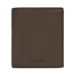 Calvin Klein Duży Portfel Męski Calvin Klein Micropebble Comp Trifold W Coin LV04D1034G Brązowy