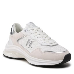 KARL LAGERFELD Сникърси KARL LAGERFELD KL63165 White Lthr & Textile w/Silver
