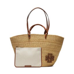 Tory Burch Sac à main Tory Burch Ella Straw Basket Tote 135740 Natural 254
