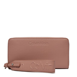 Calvin Klein Μεγάλο Πορτοφόλι Γυναικείο Calvin Klein Gracie Wallet W/Strap Lg K60K611388 Ash Rose VB8