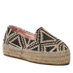 Manebi Espadryle Manebi Raffia Pattern Double Sole Espadriles G 5.2 D0 Black Triangles On Natural