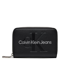 Calvin Klein Jeans Liels sieviešu maks Calvin Klein Jeans Sculpted Med Zip Around Mono K60K607229 Melns