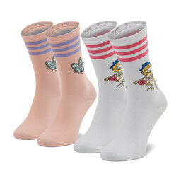 adidas Set di 2 paia di calzini lunghi unisex adidas Fun Graphic 2pp H32423 Bianco