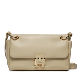 Tommy Hilfiger Sac à main Tommy Hilfiger Pushlock Leather Flap Crossover AW0AW16084 Cream 0K4