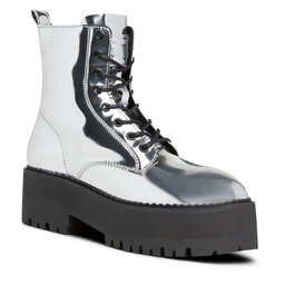 Tommy Jeans Stiefeletten Tommy Jeans Tjw Flatform Zip Up Metallic EN0EN02403 Silver 0IM