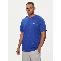 adidas adidas Majica Seasonal Essentials Monogram Graphic IU0284 Modra Regular Fit