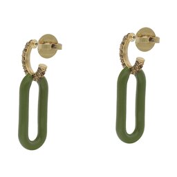 

Сережки Tory Burch Roxanne Link Erring Rolled 141789 Tory Gold/Green/Crystal 300, Зелений