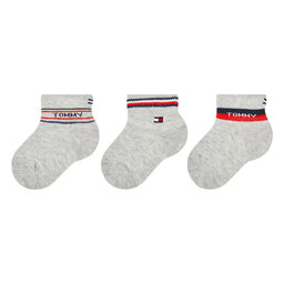 Tommy Hilfiger Set di 3 paia di calzini corti da bambini Tommy Hilfiger 701222674 Grey Melange/Tommy Original 002