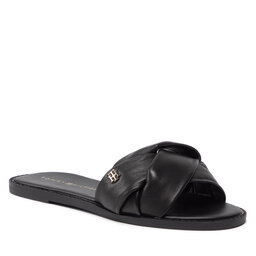 Tommy Hilfiger Pantoletten Tommy Hilfiger Feminine Weave Flat Sandal FW0FW06669 Black BDS