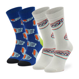 Happy Socks Súprava 2 párov vysokých ponožiek unisex Happy Socks XTDS02-6500 Biela