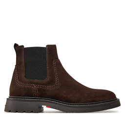 Tommy Hilfiger Kotníková obuv s elastickým prvkem Tommy Hilfiger Light Hilfiger Suede Chelsea FM0FM05104 Hnědá